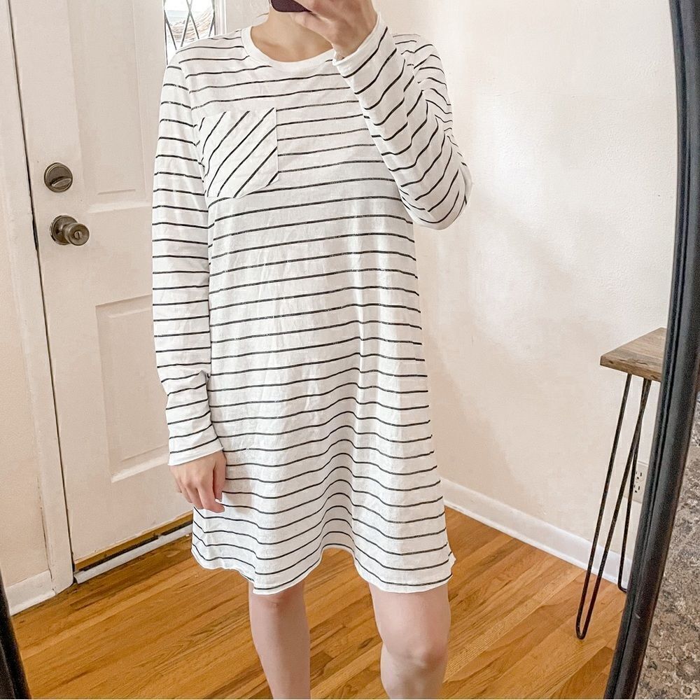 ATM Cotton Stripe T-Shirt Dress Sparkle M